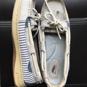 Maui Island blue seersucker boat shoes size 8.5